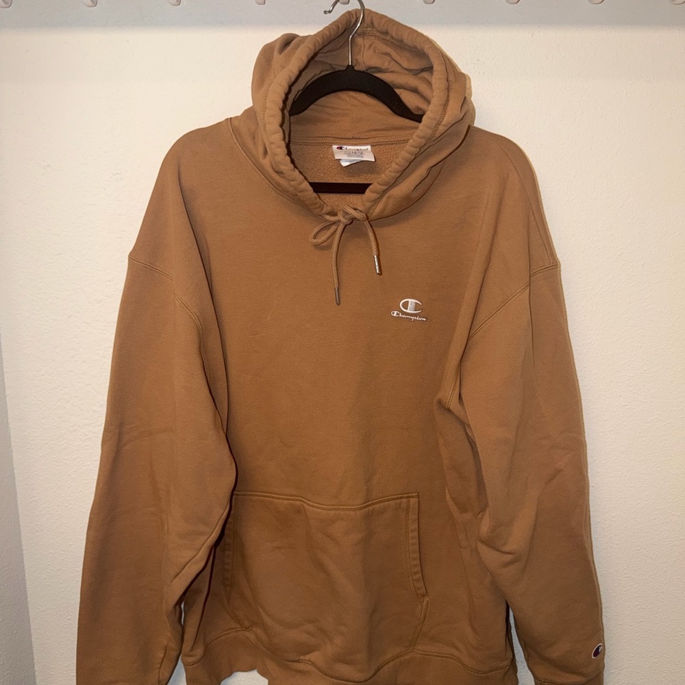 Champion Tan Hoodie With Logo